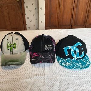 2 country hats and a DC SnapBack